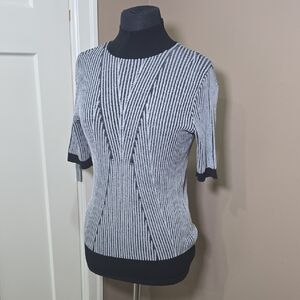 STORM & MARIE Striped Stretch Fitted  Turtleneck Top